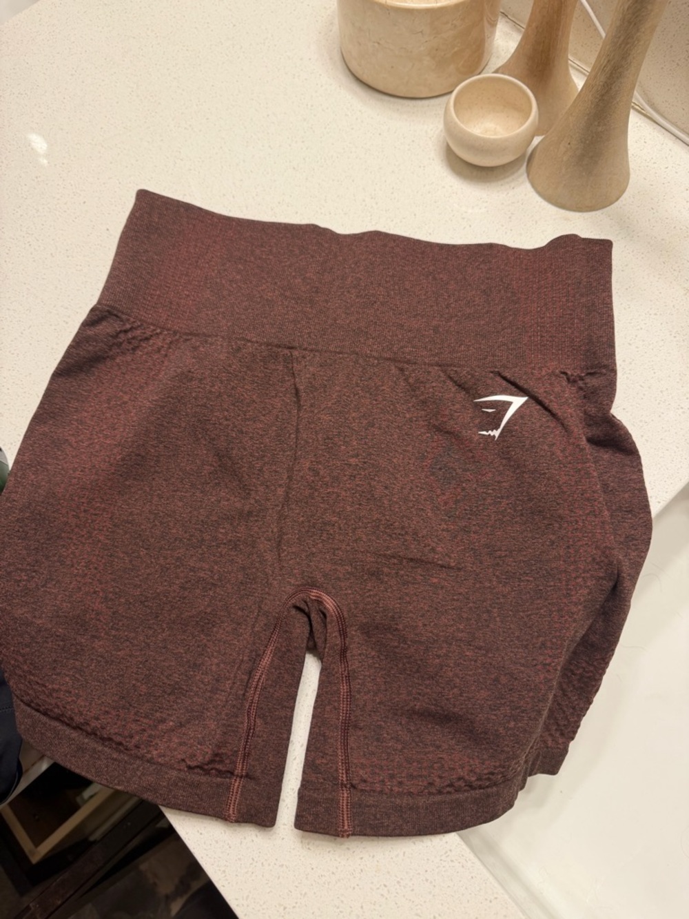 Gymshark High-Waist Seamless Shorts in Dark Brown Burgundy Marle